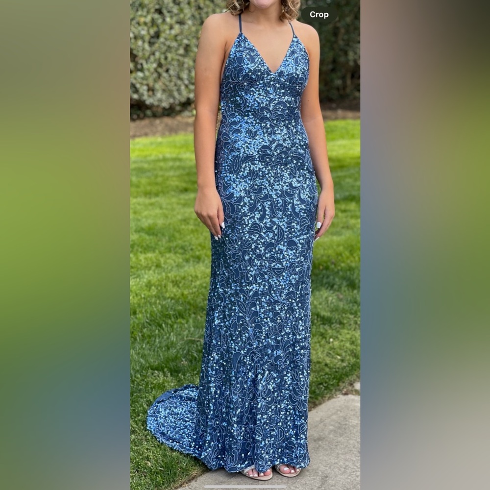 SCALA USA 47542 prom dress. Dark blue, size 6, worn once.